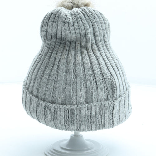 H&M Womens Grey Acrylic Bobble Hat One Size