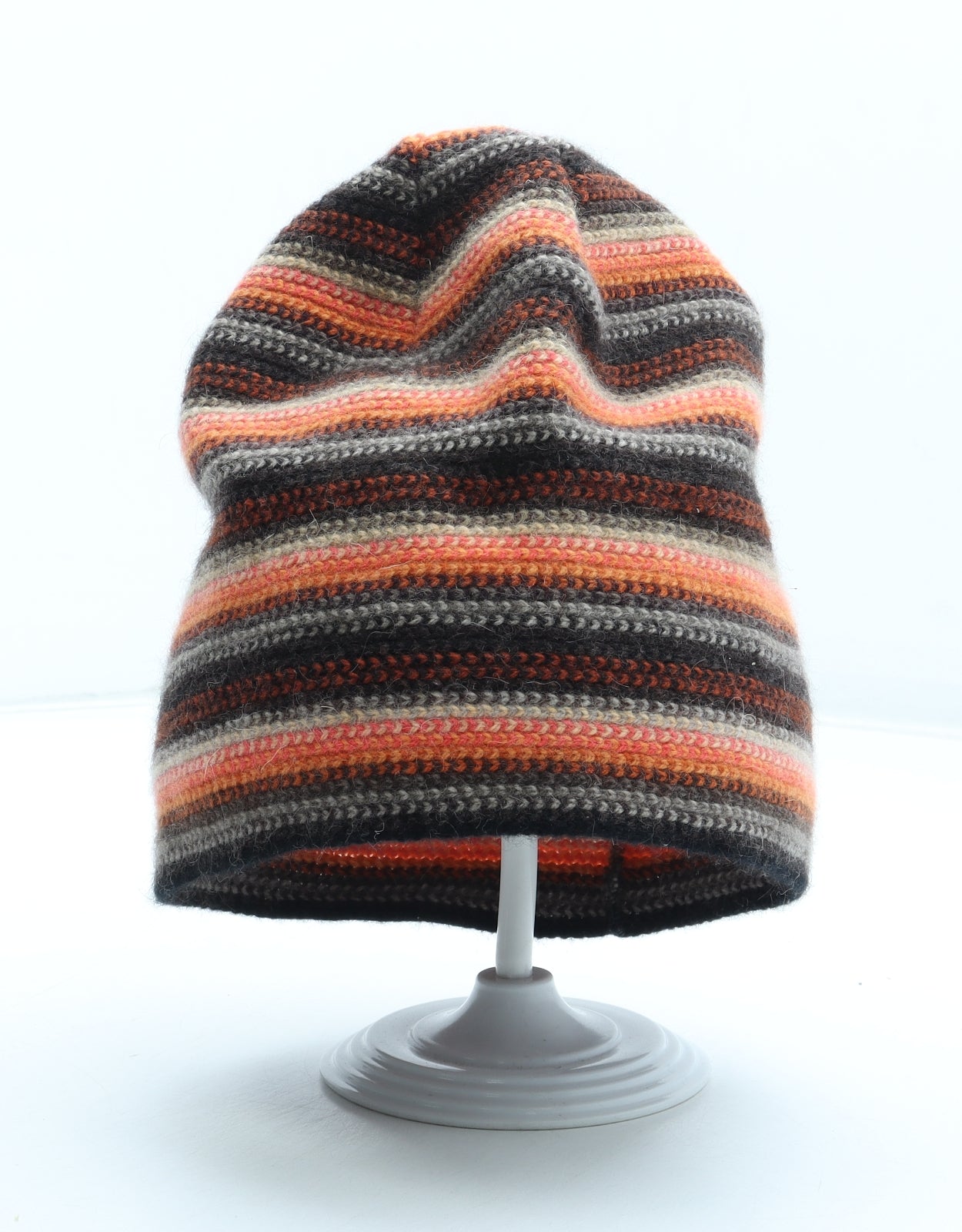 Preworn Mens Multicoloured Striped Acrylic Beanie One Size