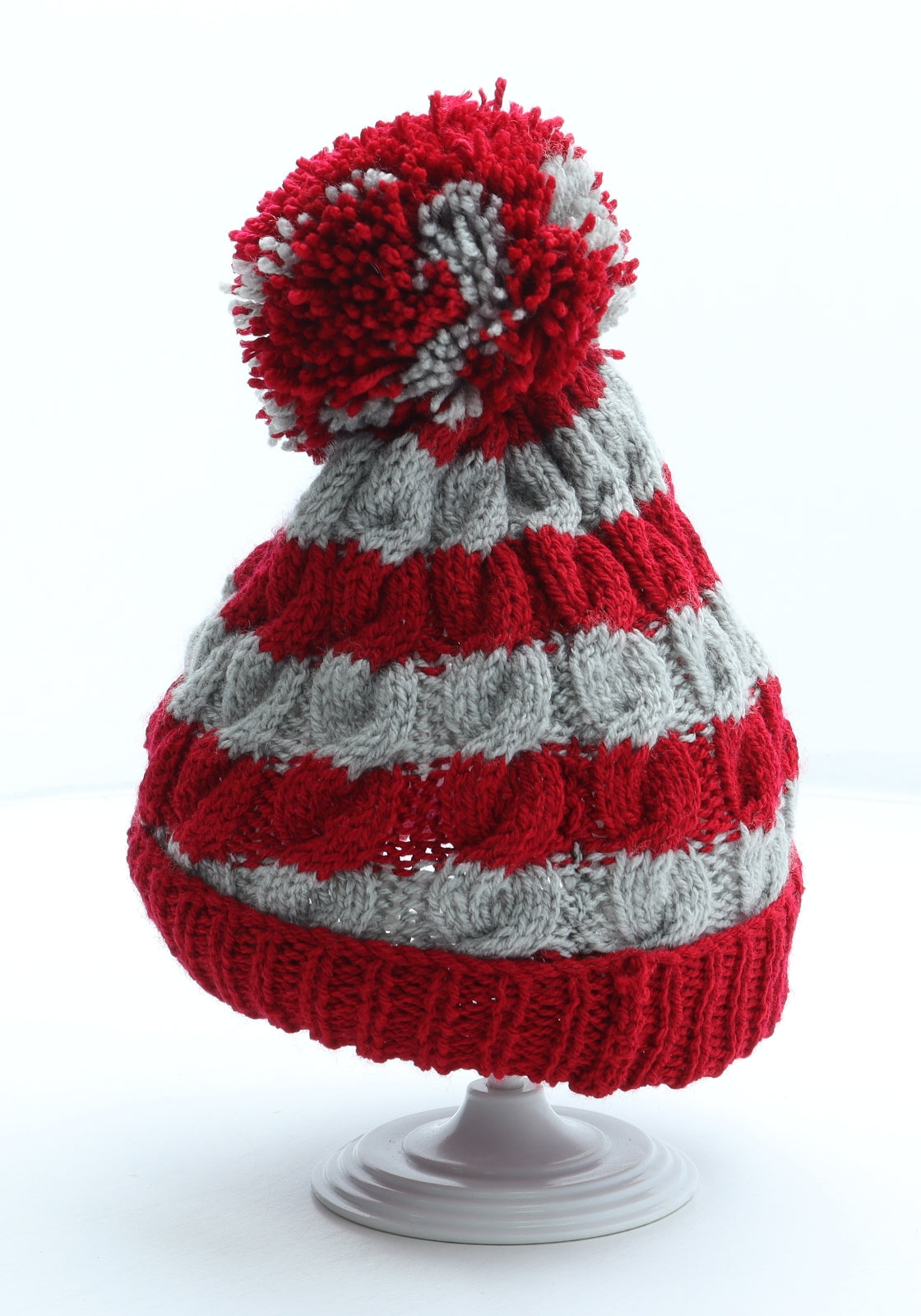 Preworn Boys Red Acrylic Bobble Hat One Size