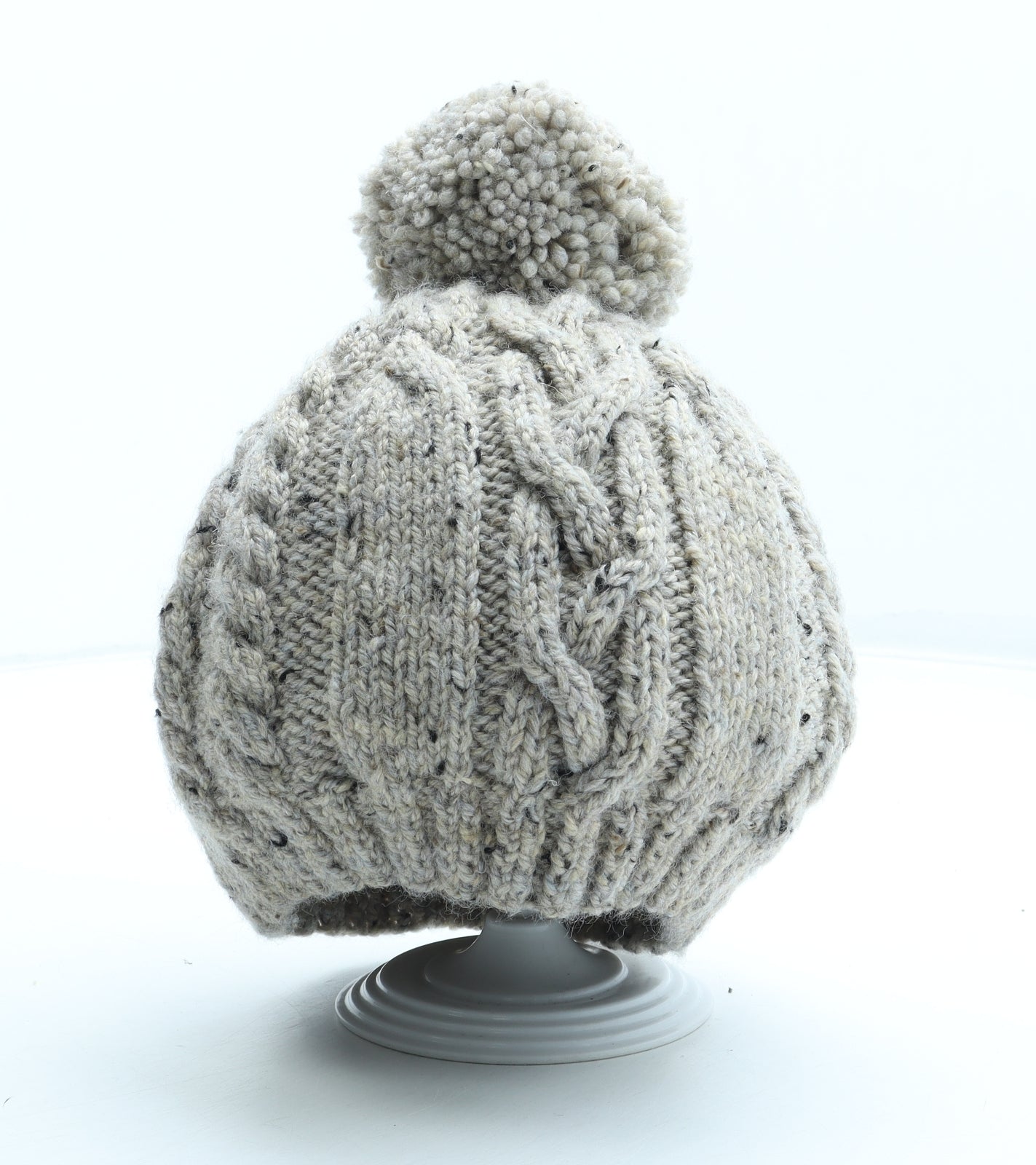Preworn Womens Beige Acrylic Bobble Hat One Size