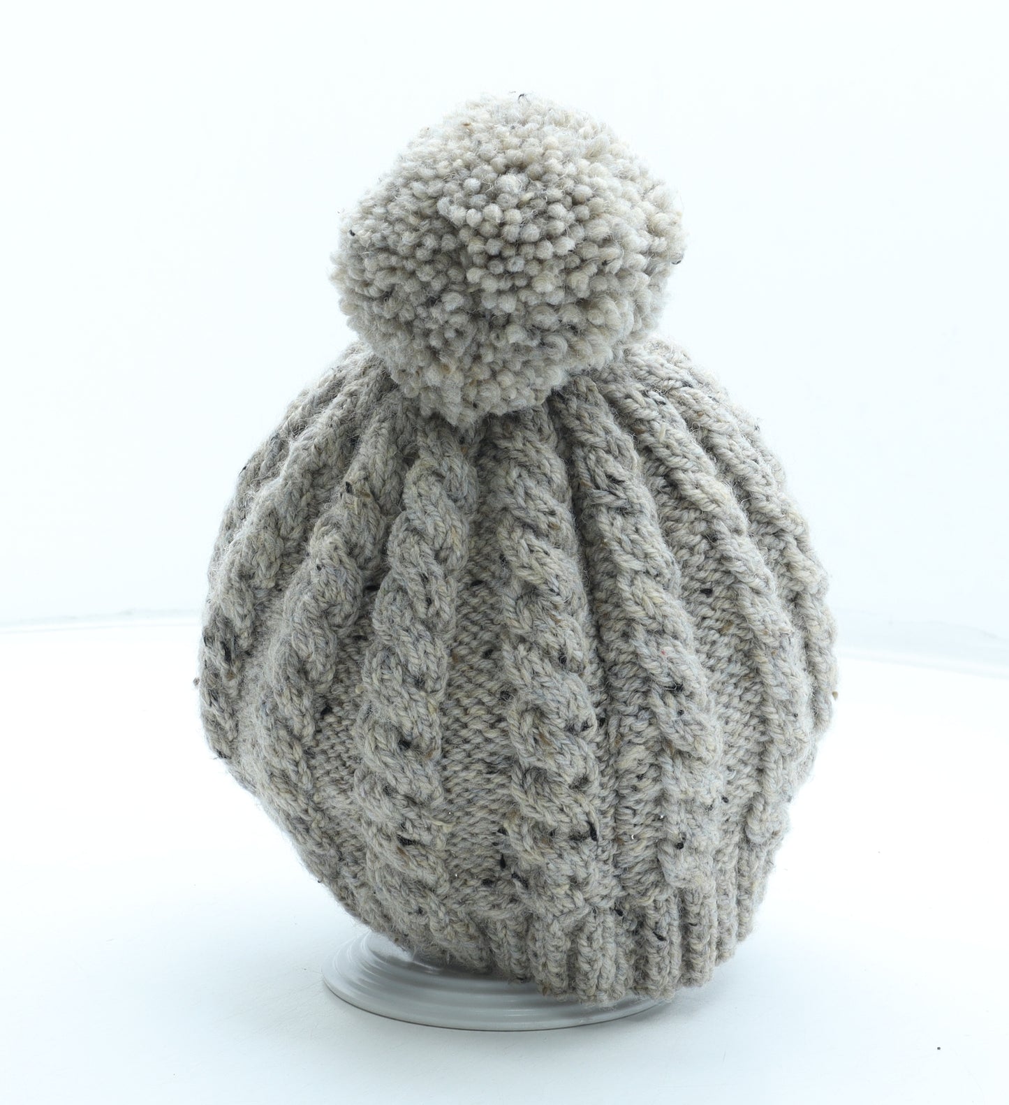 Preworn Womens Beige Acrylic Bobble Hat One Size