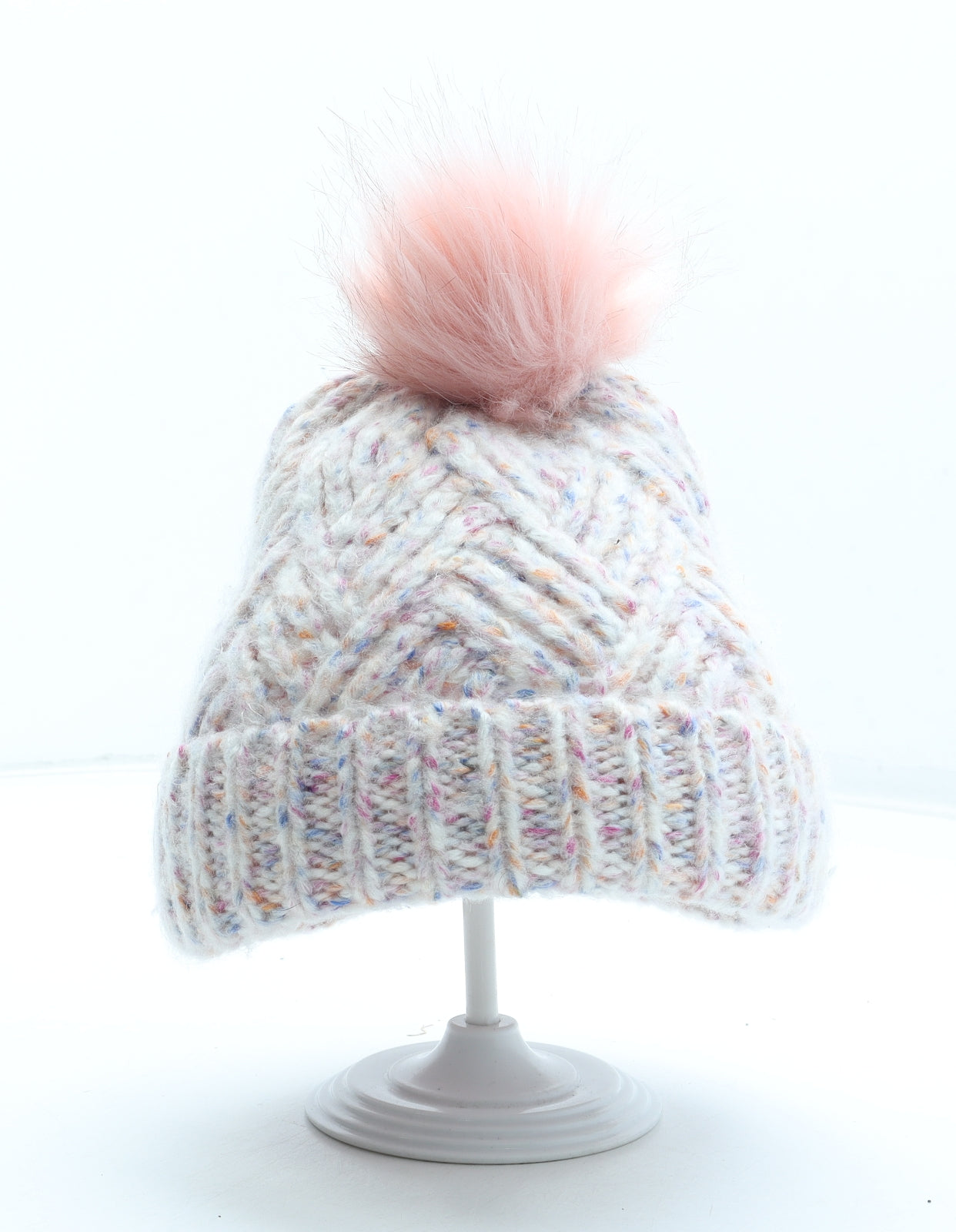 TU Girls Multicoloured Acrylic Bobble Hat Size S - Size 6-9 months