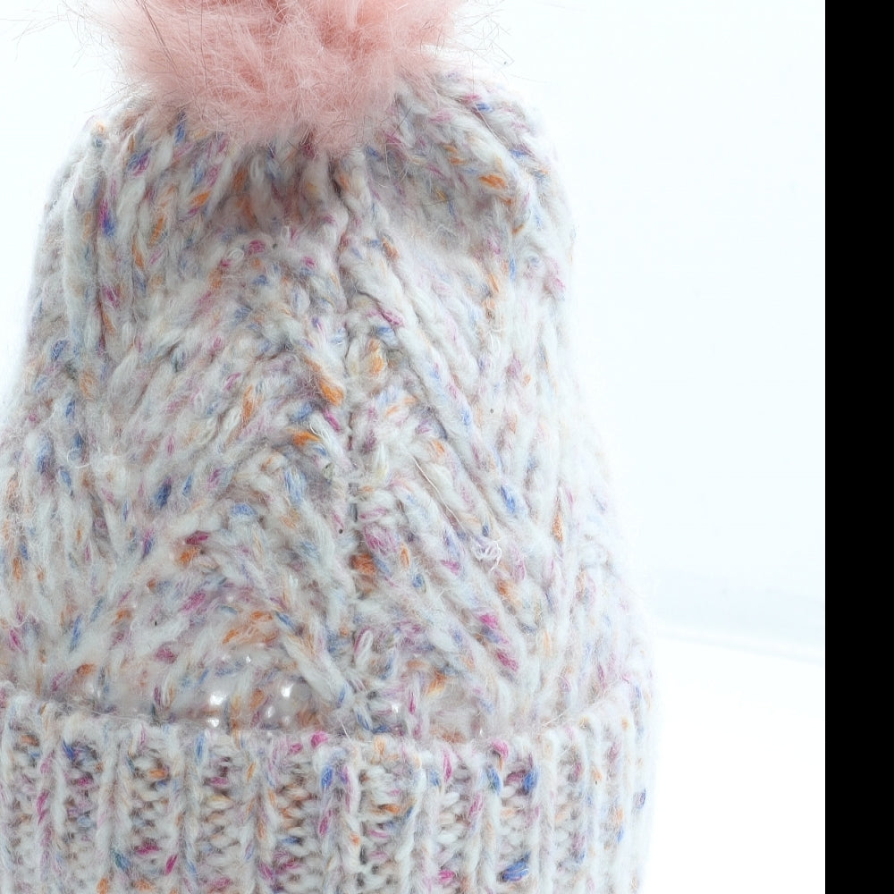 TU Girls Multicoloured Acrylic Bobble Hat Size S - Size 6-9 months
