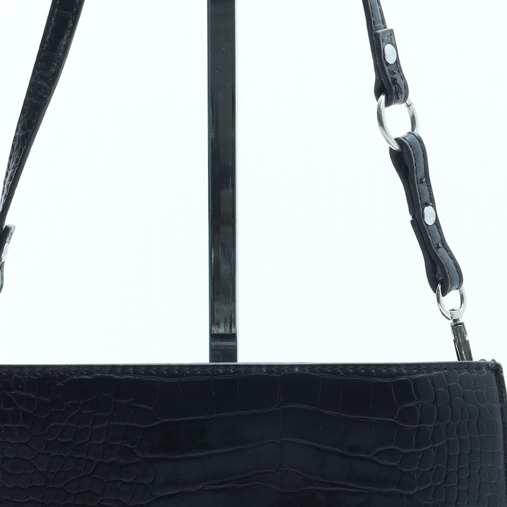 Urban Outfitters Womens Black Polyurethane Shoulder Bag Size Small - Croc Texture