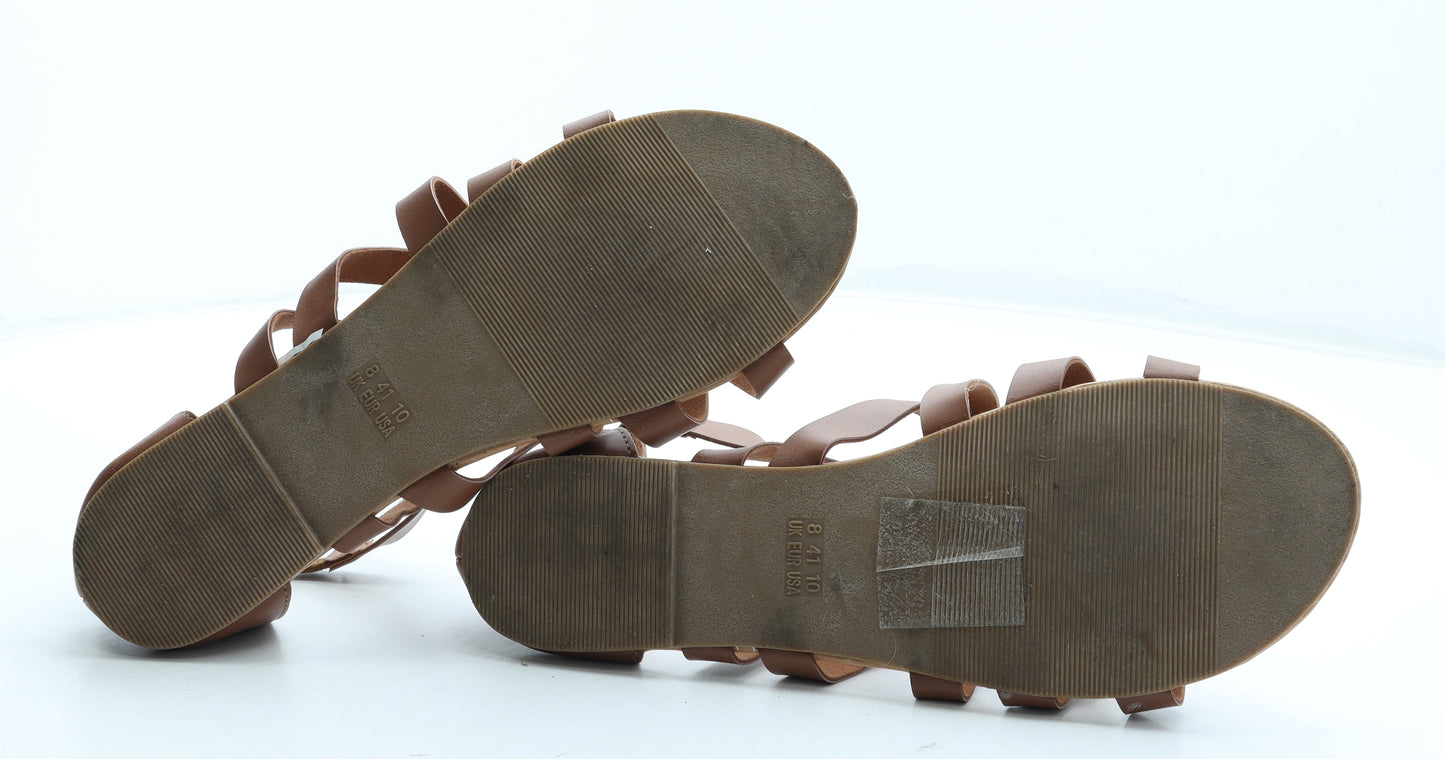 Primark Womens Brown Polyurethane Gladiator Sandal UK