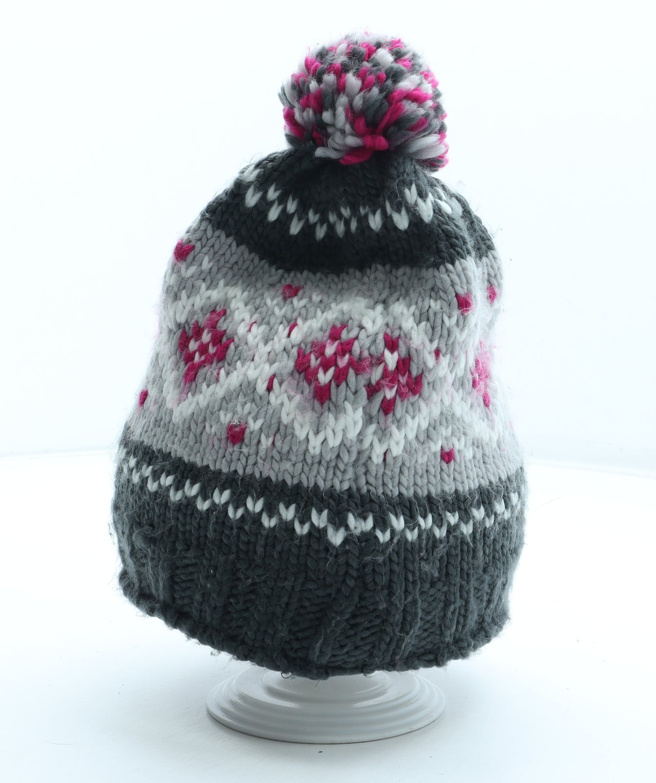 Golddigga Womens Multicoloured Fair Isle Acrylic Bobble Hat One Size