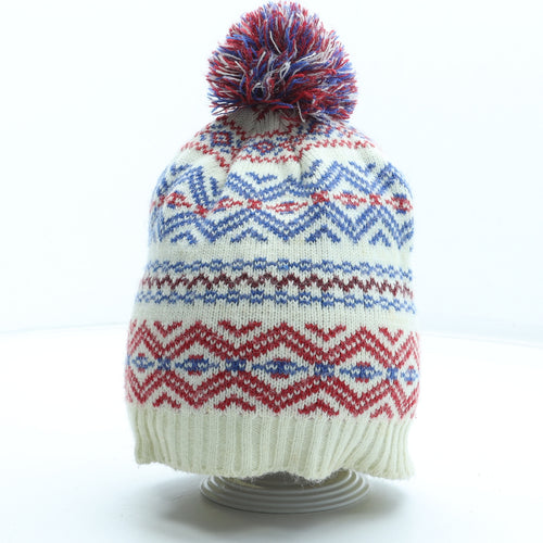 Preworn Mens Multicoloured Fair Isle Acrylic Winter Hat One Size
