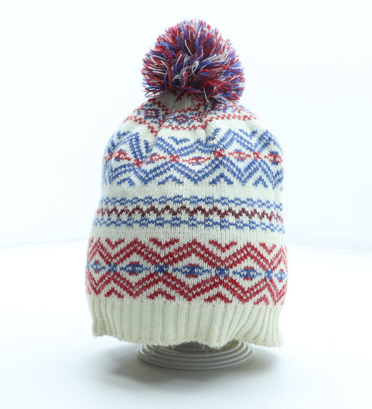 Preworn Mens Multicoloured Fair Isle Acrylic Winter Hat One Size