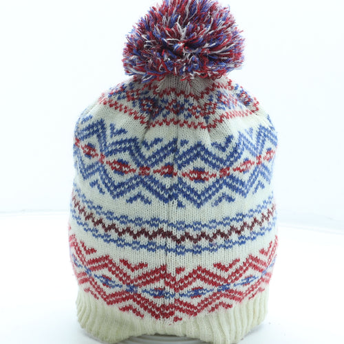 Preworn Mens Multicoloured Fair Isle Acrylic Winter Hat One Size