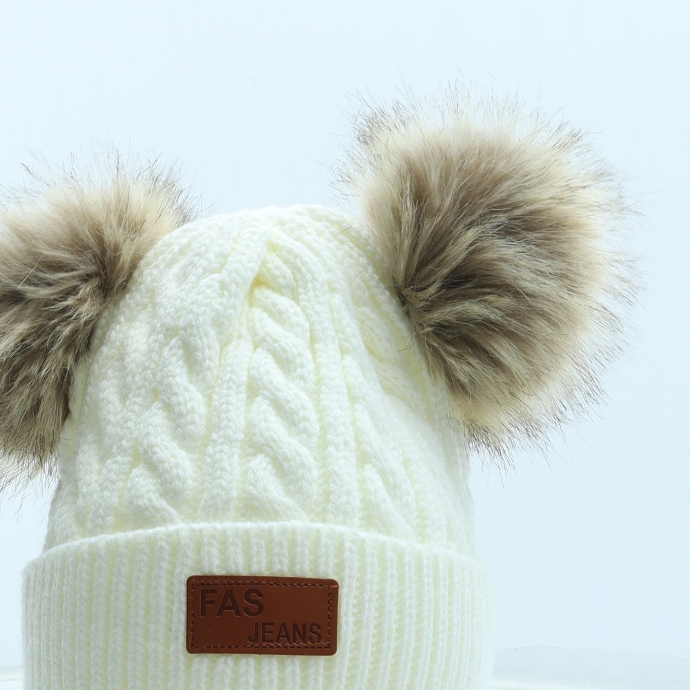 Fas Jeans Womens White Acrylic Bobble Hat Size S