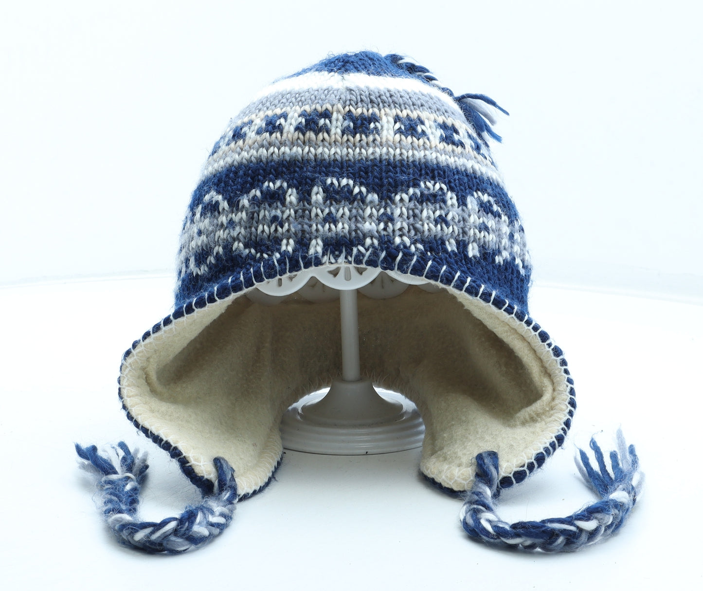 Preworn Boys Blue Fair Isle Acrylic Winter Hat Size S