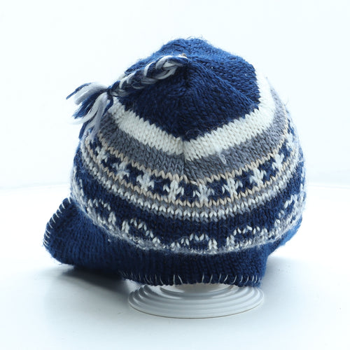 Preworn Boys Blue Fair Isle Acrylic Winter Hat Size S