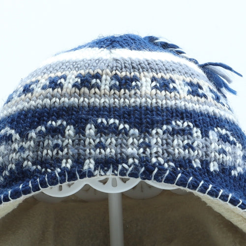 Preworn Boys Blue Fair Isle Acrylic Winter Hat Size S