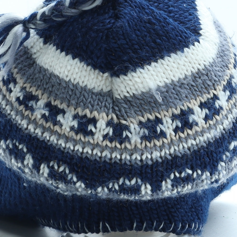 Preworn Boys Blue Fair Isle Acrylic Winter Hat Size S