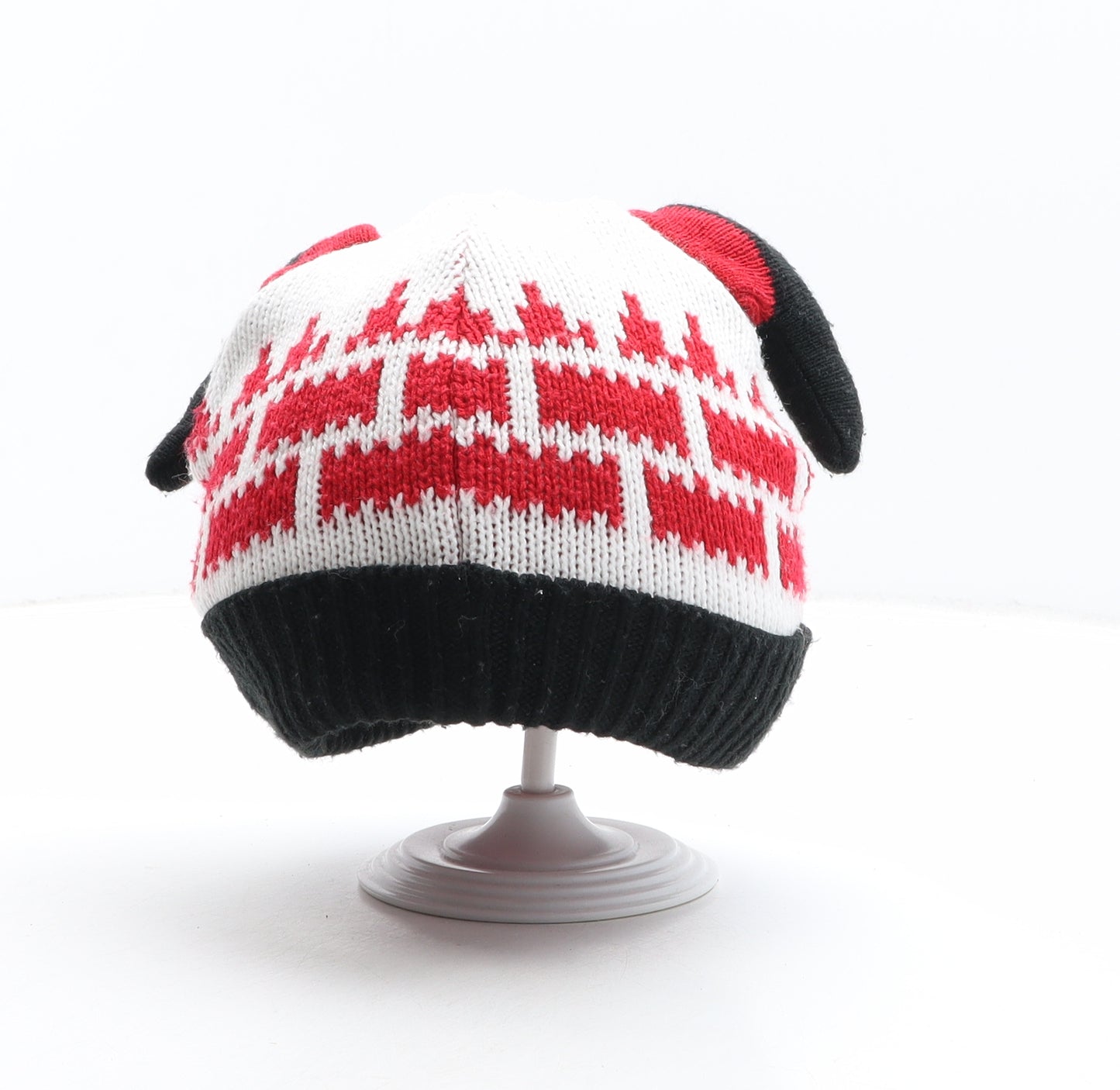 Preworn Boys White Geometric Acrylic Beanie One Size - Father Christmas Hat