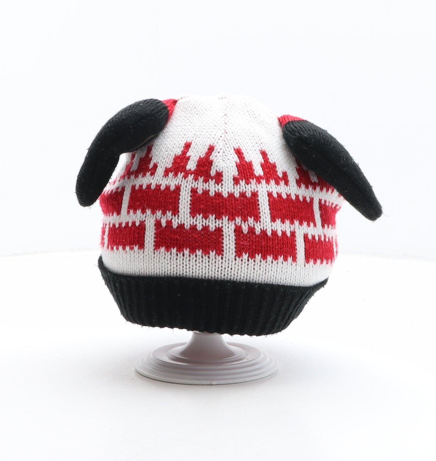Preworn Boys White Geometric Acrylic Beanie One Size - Father Christmas Hat