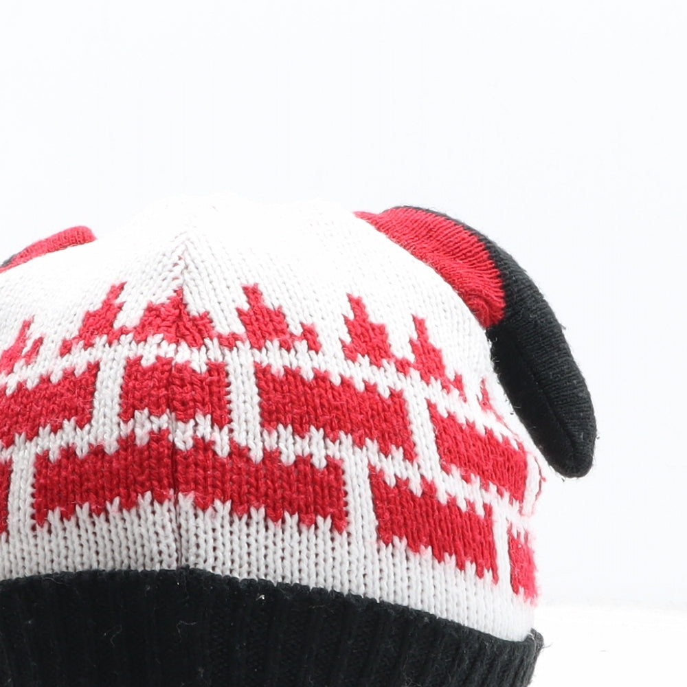 Preworn Boys White Geometric Acrylic Beanie One Size - Father Christmas Hat