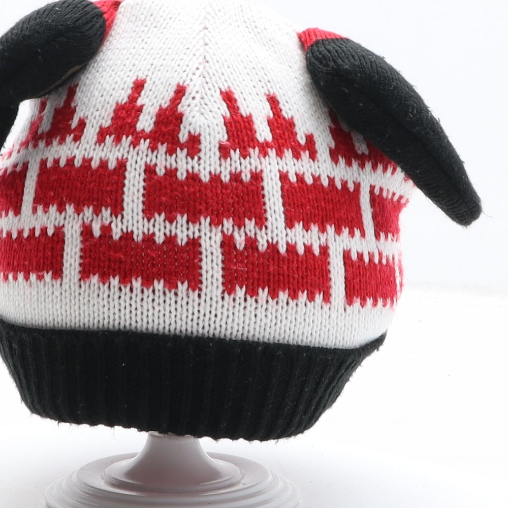 Preworn Boys White Geometric Acrylic Beanie One Size - Father Christmas Hat