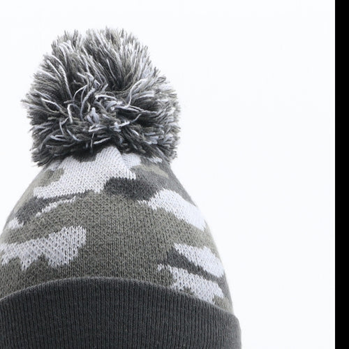 George Boys Grey Camouflage Acrylic Bobble Hat One Size - Size 1-3 years