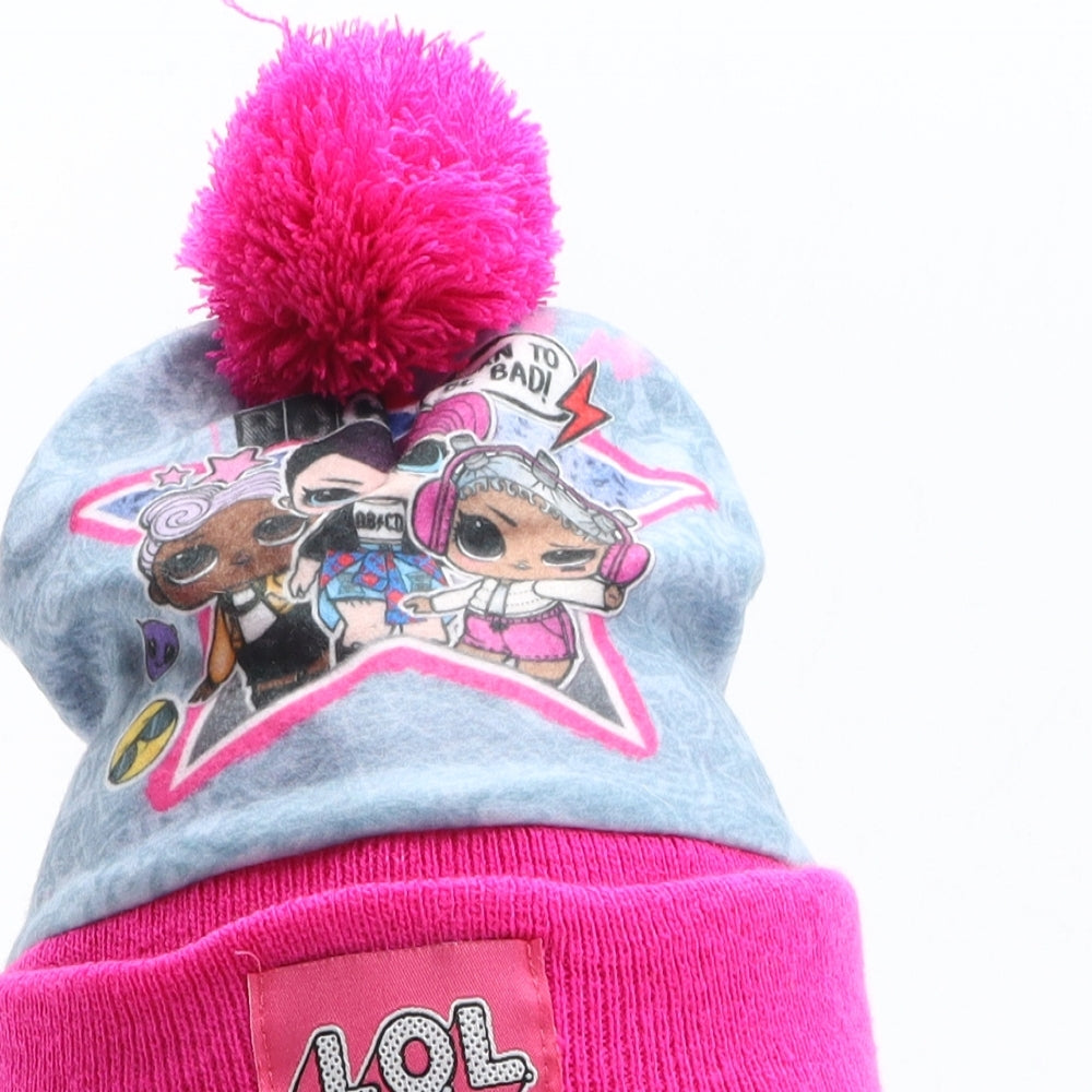 LOL Surprise Girls Pink Geometric Acrylic Bobble Hat One Size