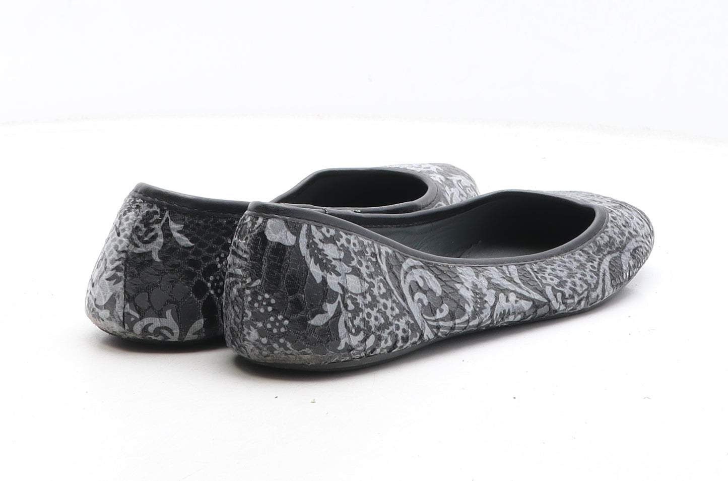 George Womens Black Geometric Synthetic Ballet Flat UK