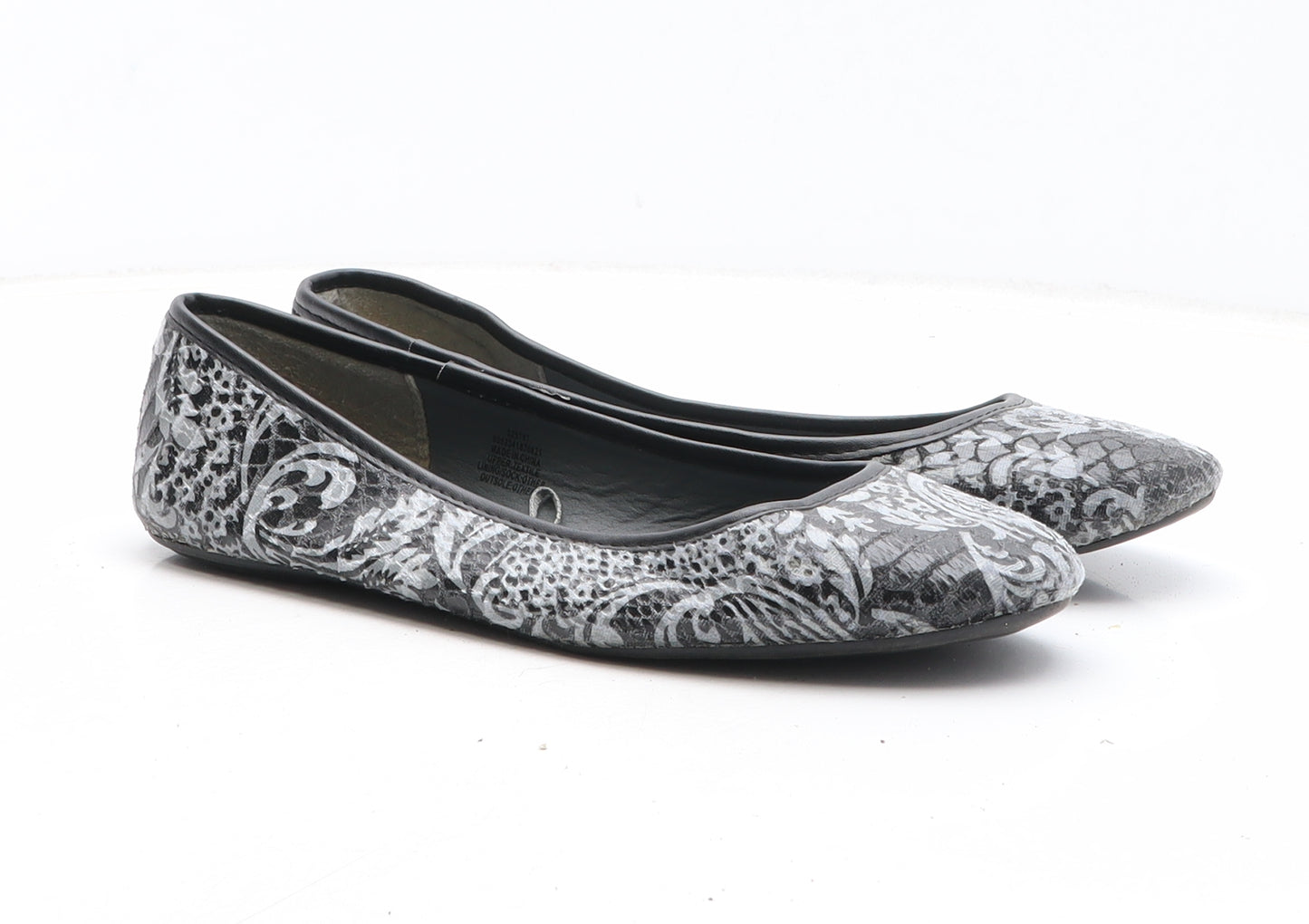 George Womens Black Geometric Synthetic Ballet Flat UK