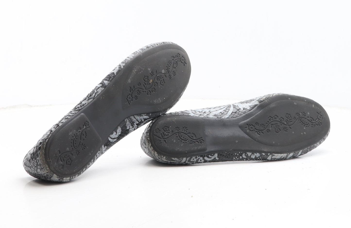 George Womens Black Geometric Synthetic Ballet Flat UK