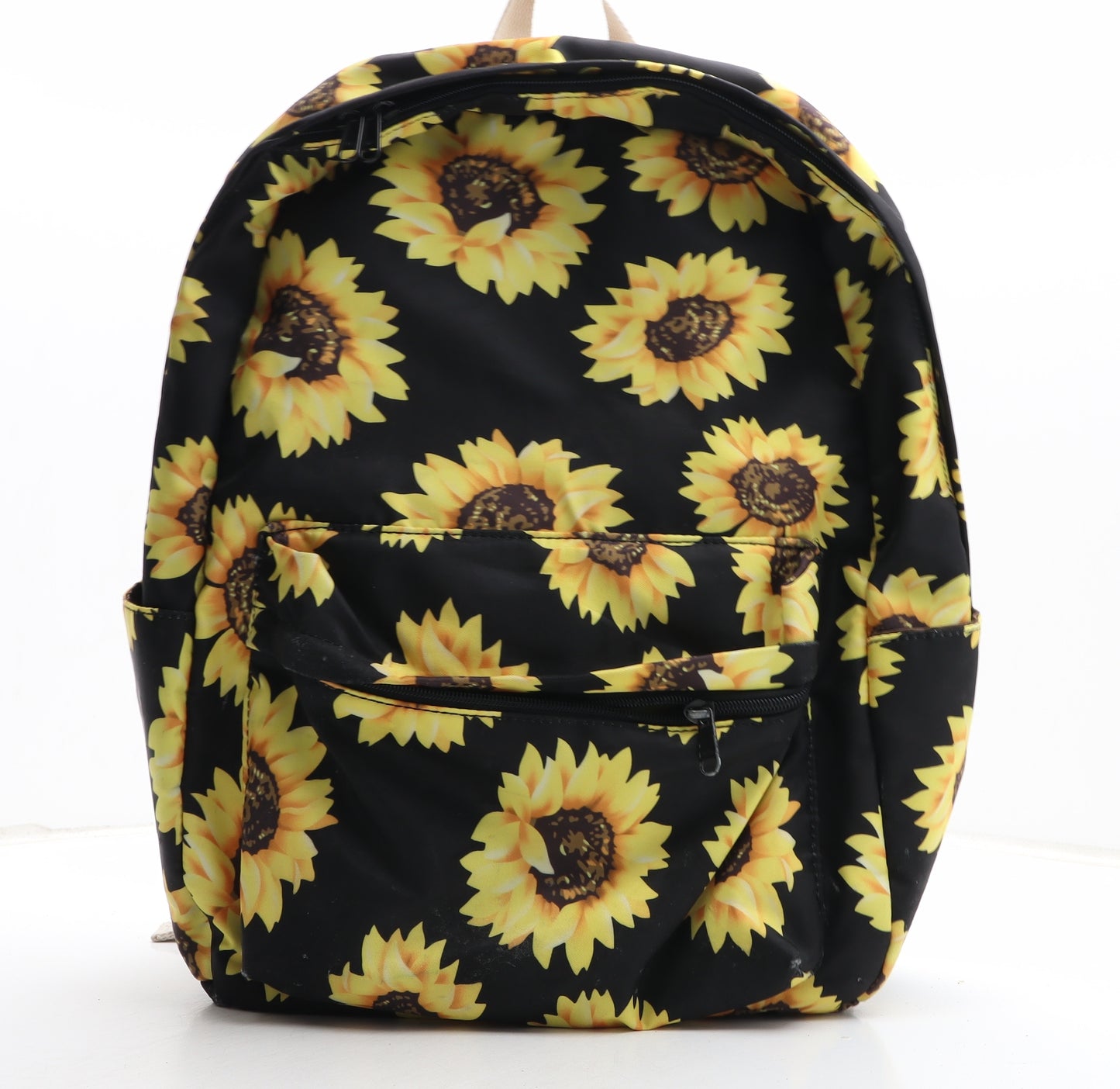 Preworn Womens Black Floral Polyester Backpack Size Large