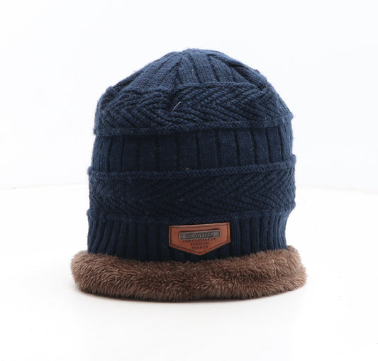 All-Match Womens Blue Acrylic Beanie One Size