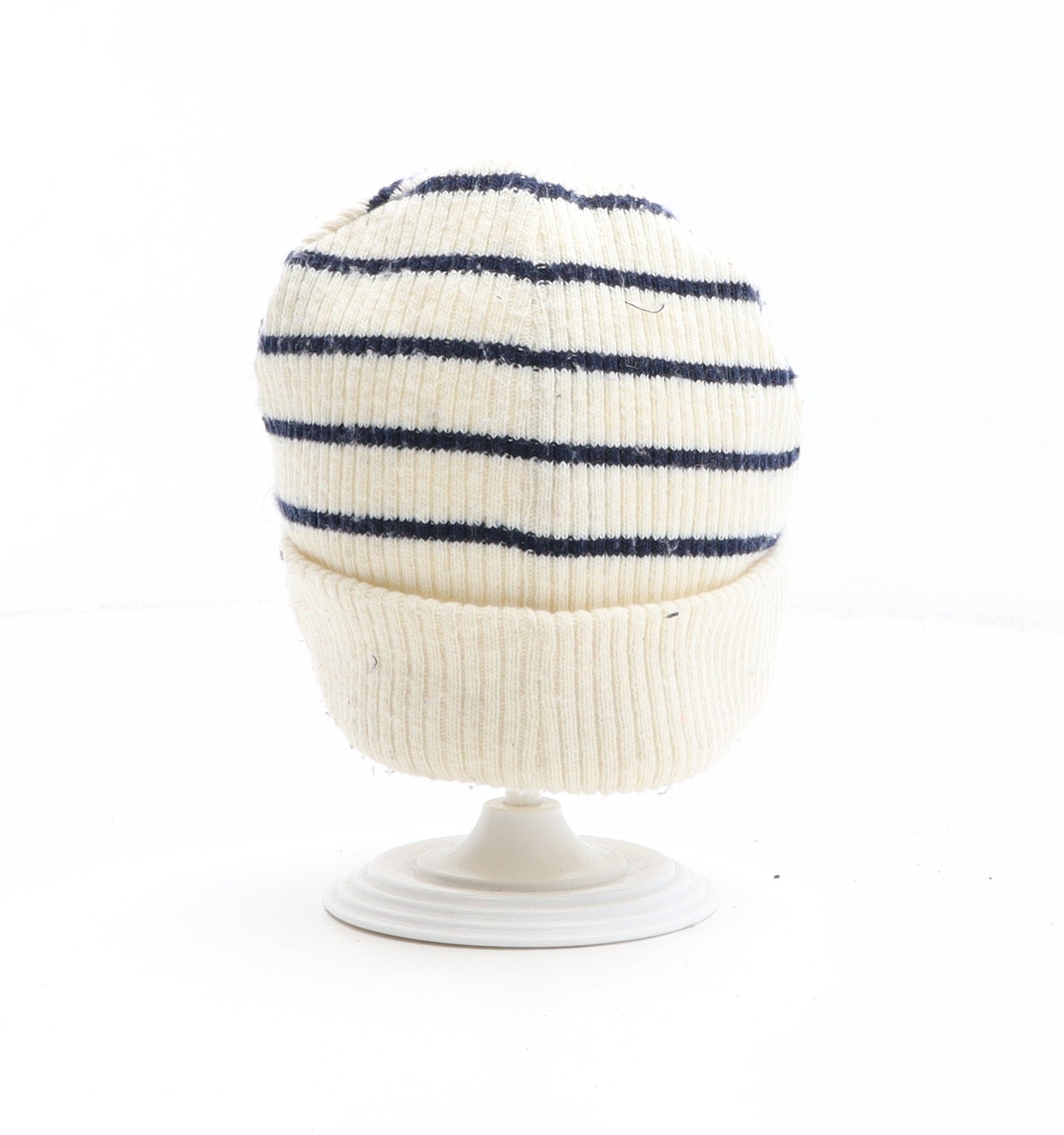 F&F Girls Beige Striped Polyester Beanie One Size