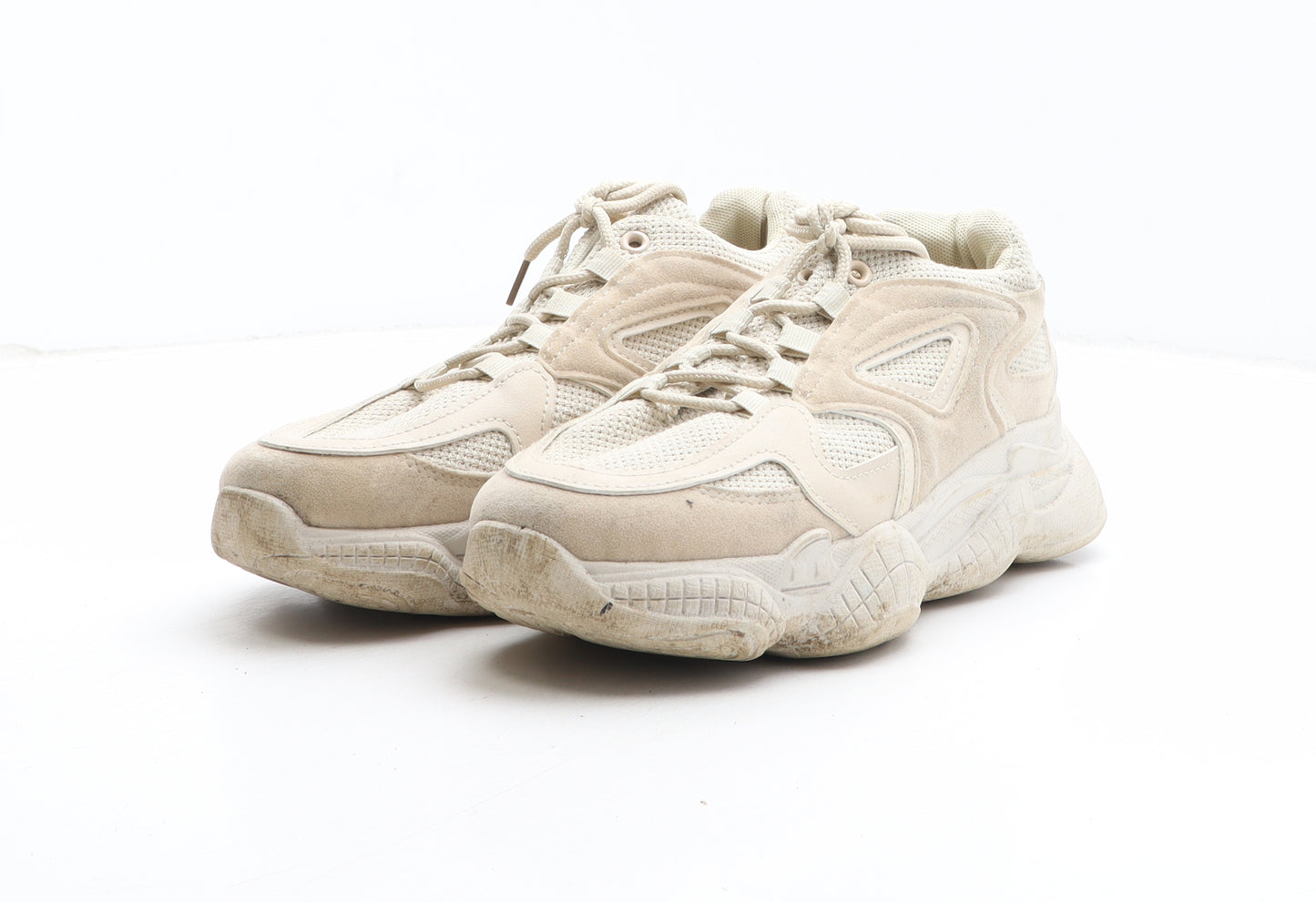 PRETTYLITTLETHING Womens Beige Synthetic Trainer UK