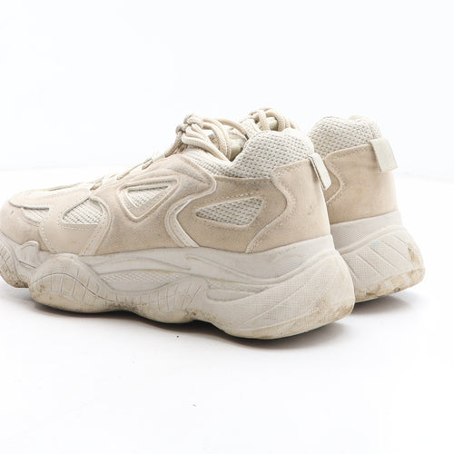 PRETTYLITTLETHING Womens Beige Synthetic Trainer UK