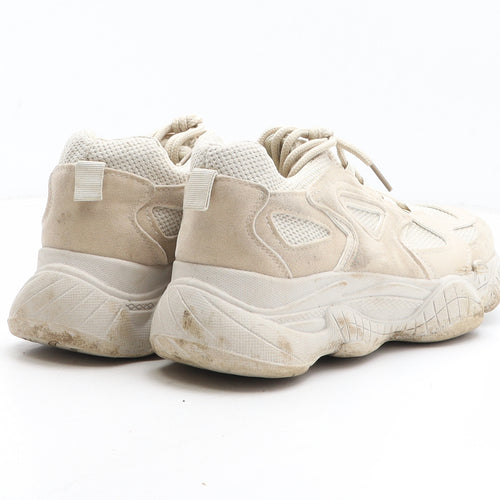 PRETTYLITTLETHING Womens Beige Synthetic Trainer UK