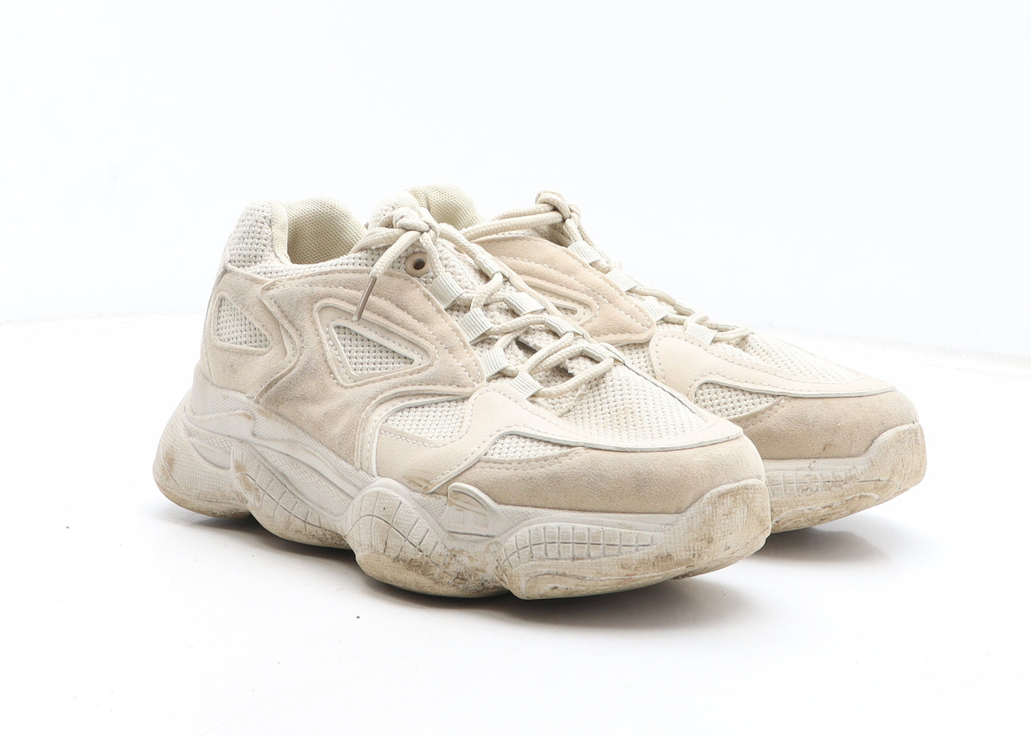 PRETTYLITTLETHING Womens Beige Synthetic Trainer UK