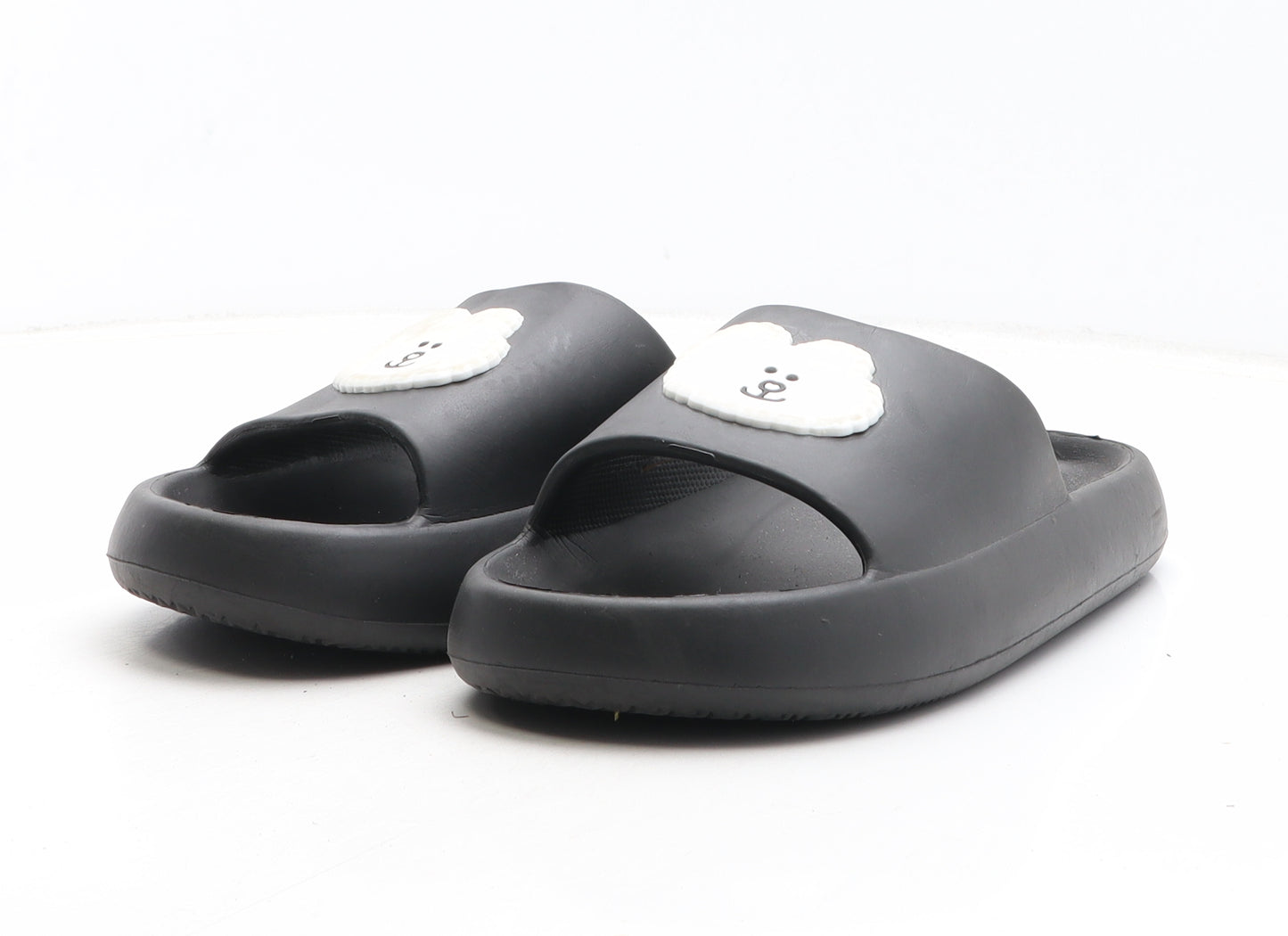 Preworn Womens Black Synthetic Slider Sandal UK