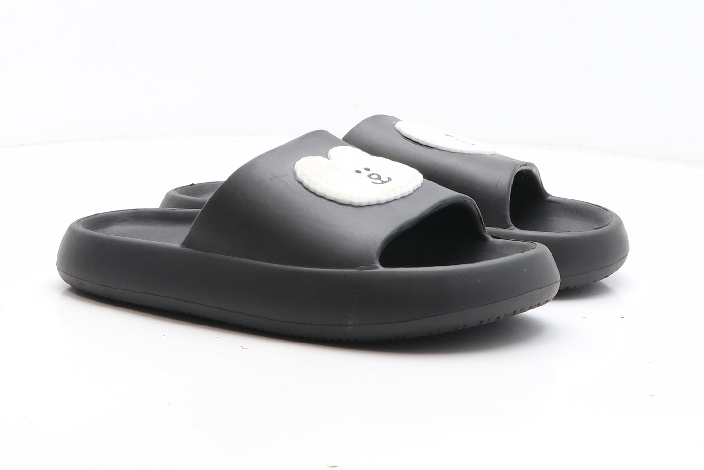 Preworn Womens Black Synthetic Slider Sandal UK