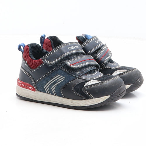 Geox Boys Blue Leather Trainer UK 5 22