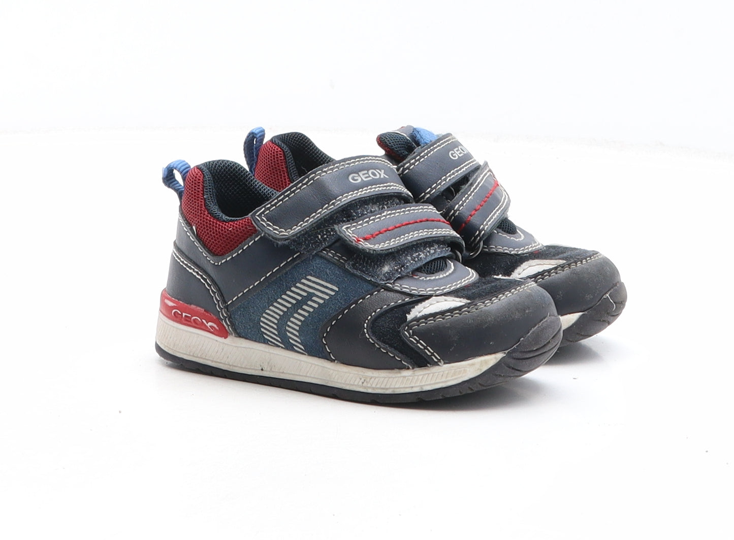 Geox Boys Blue Leather Trainer UK 5 22