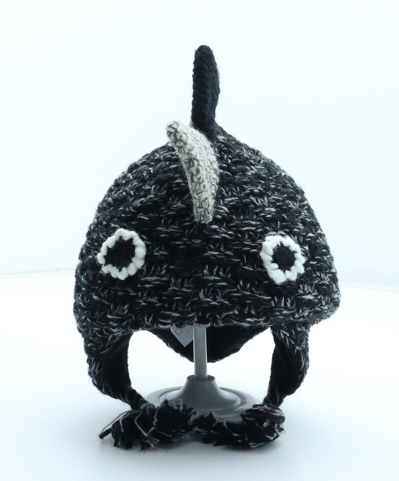 NEXT Boys Black Acrylic Beanie Size S - Dinosaur Size 1-2 years