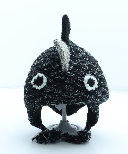 NEXT Boys Black Acrylic Beanie Size S - Dinosaur Size 1-2 years