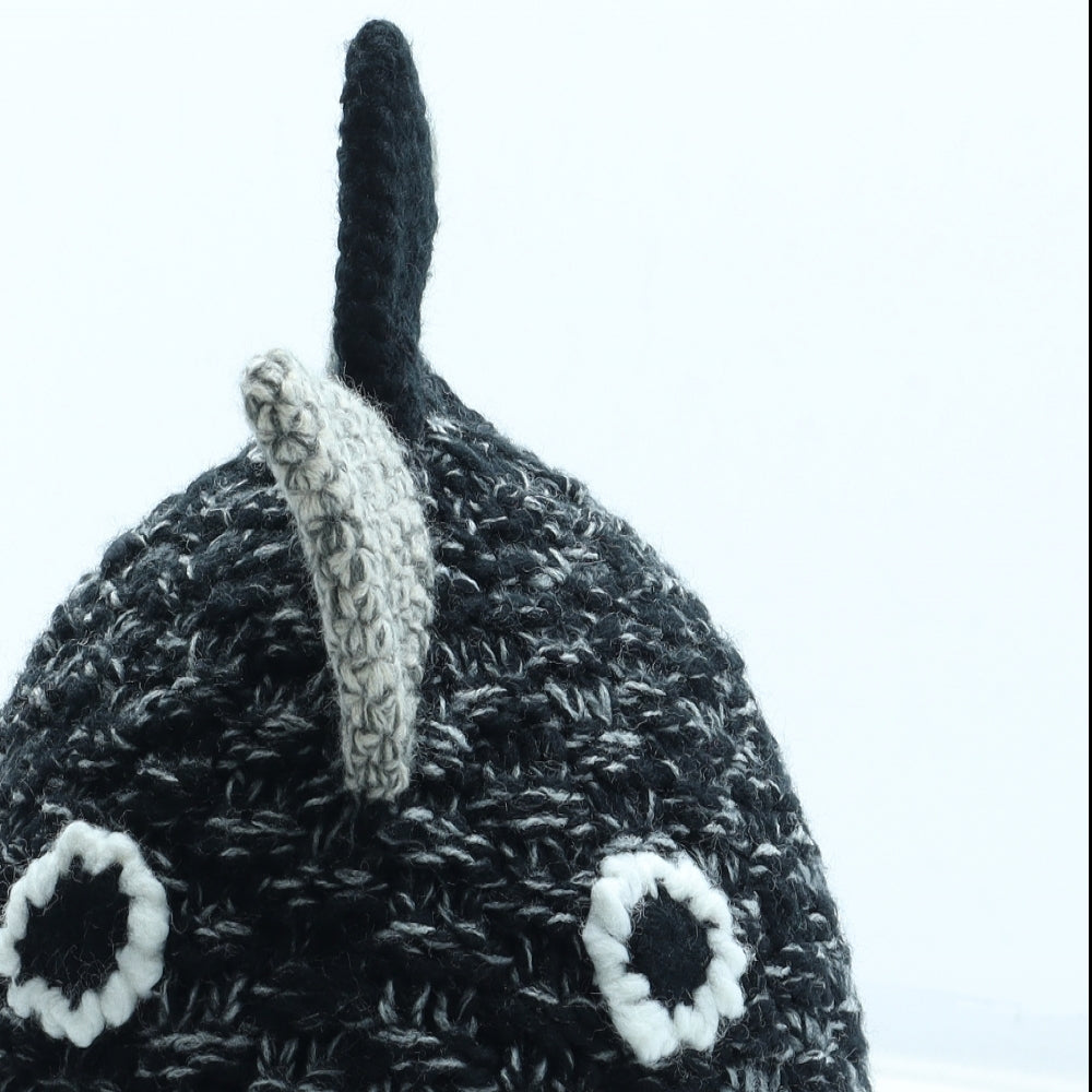 NEXT Boys Black Acrylic Beanie Size S - Dinosaur Size 1-2 years