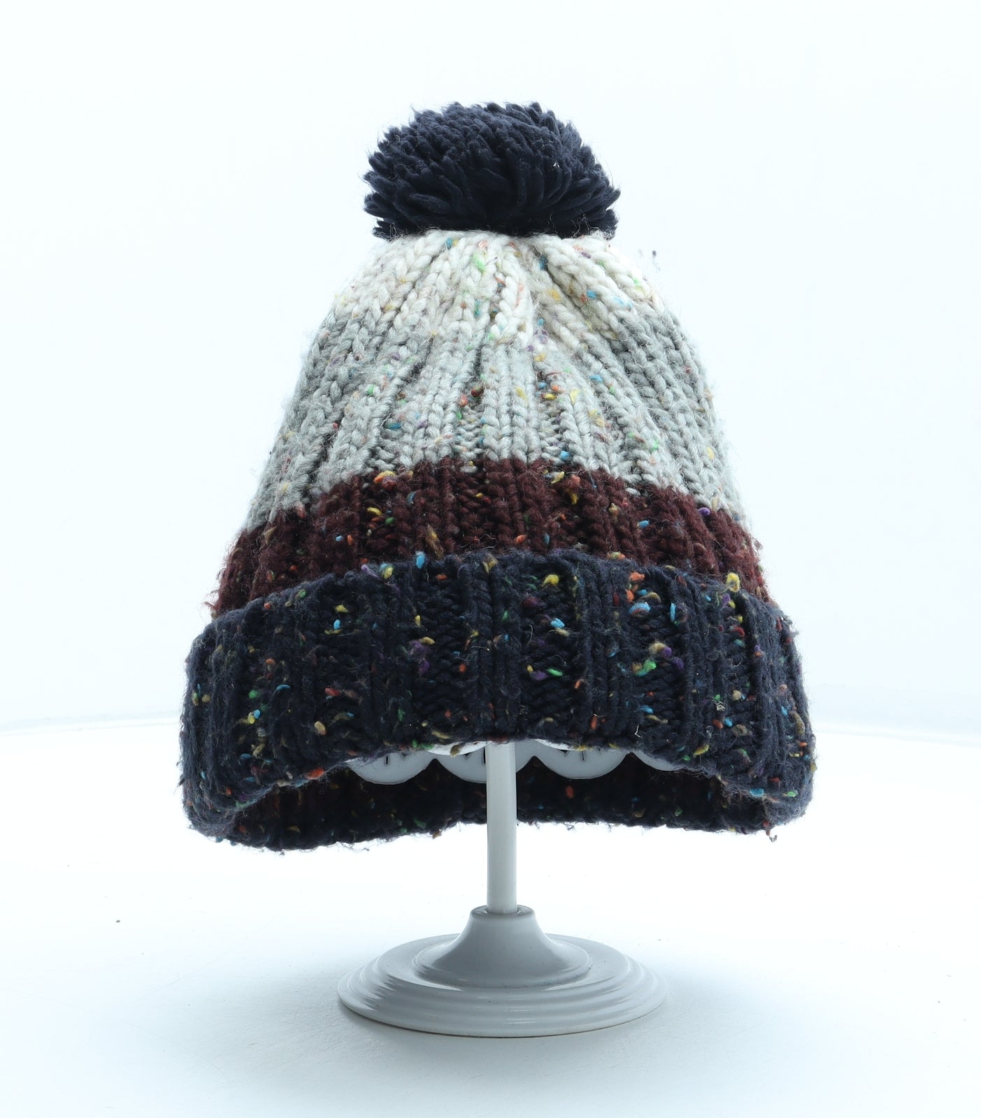 Marks and Spencer Boys Multicoloured Colourblock Acrylic Bobble Hat One Size - Size 6-10 years