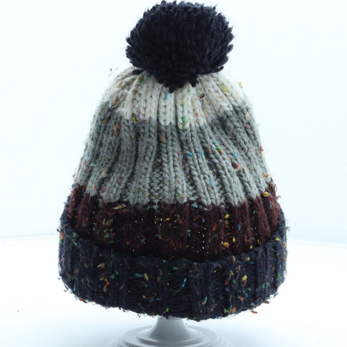 Marks and Spencer Boys Multicoloured Colourblock Acrylic Bobble Hat One Size - Size 6-10 years