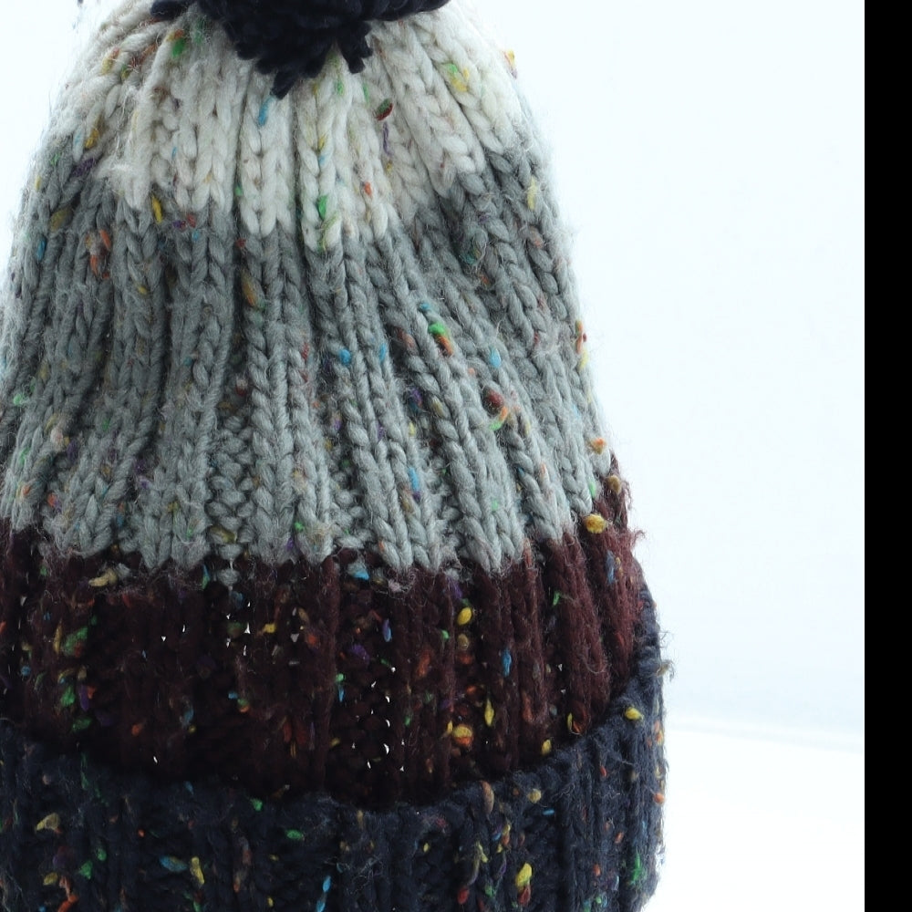 Marks and Spencer Boys Multicoloured Colourblock Acrylic Bobble Hat One Size - Size 6-10 years