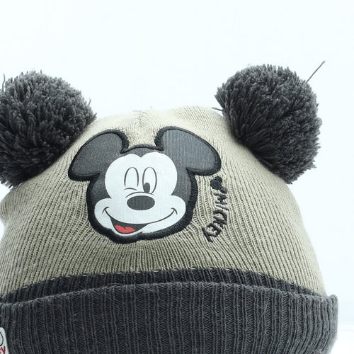 Disney Boys Beige Acrylic Bobble Hat Size S - Mickey Mouse