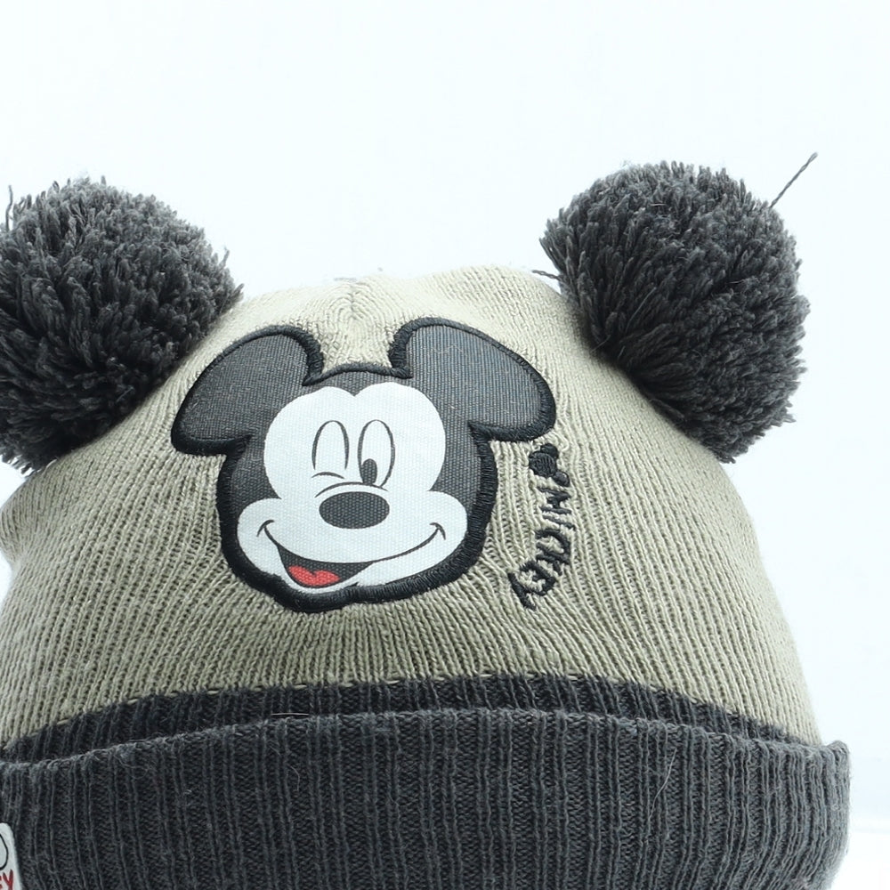 Disney Boys Beige Acrylic Bobble Hat Size S - Mickey Mouse