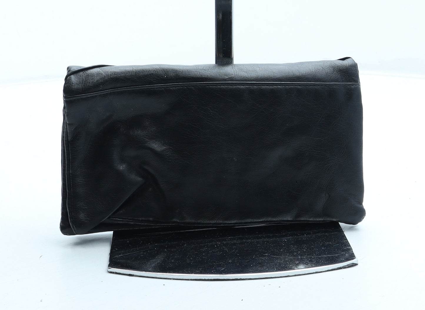 Preworn Womens Black Leather Bow Tie Wallet Size S - Heart Detail