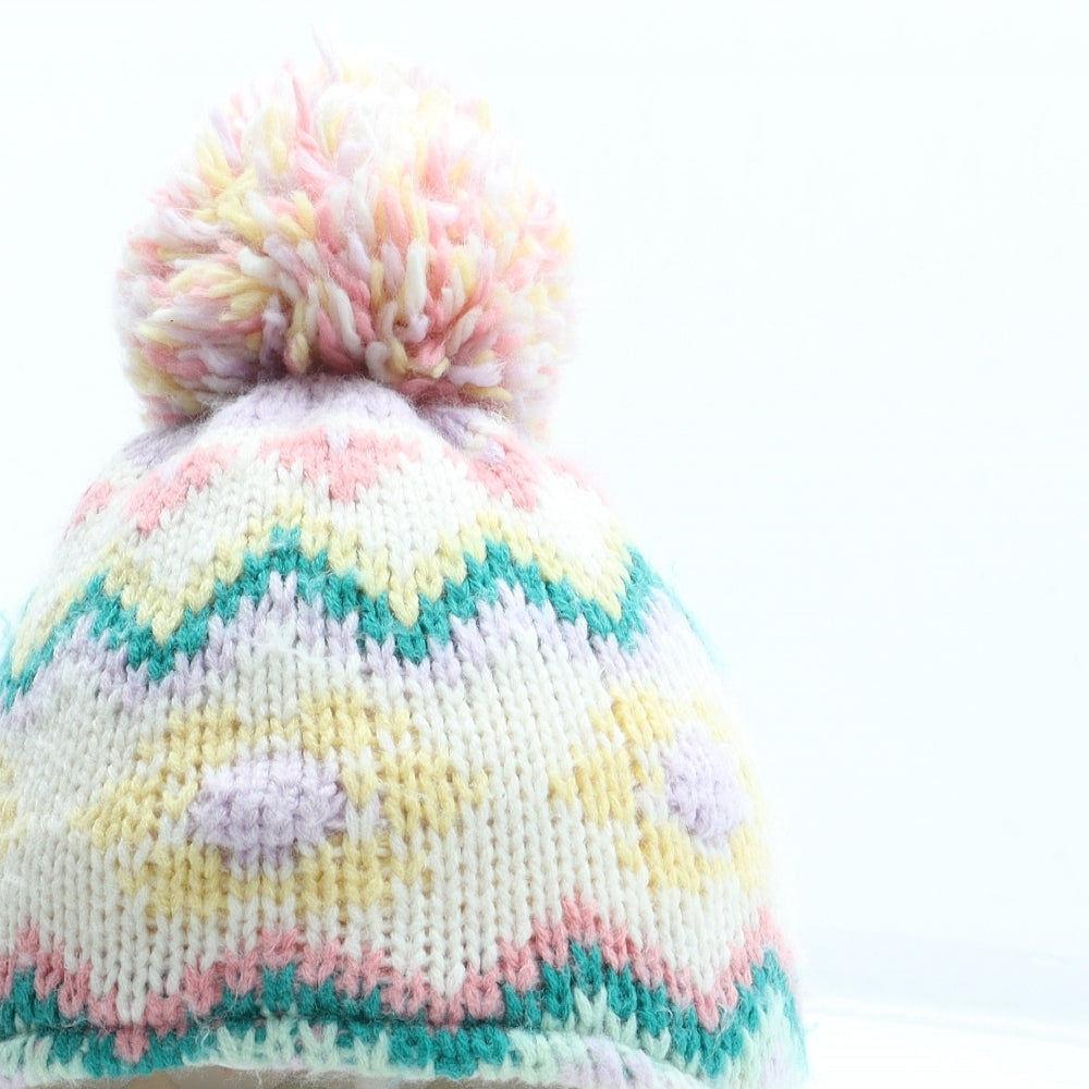NEXT Girls Multicoloured Fair Isle Acrylic Bobble Hat Size S - Size 3-4 years