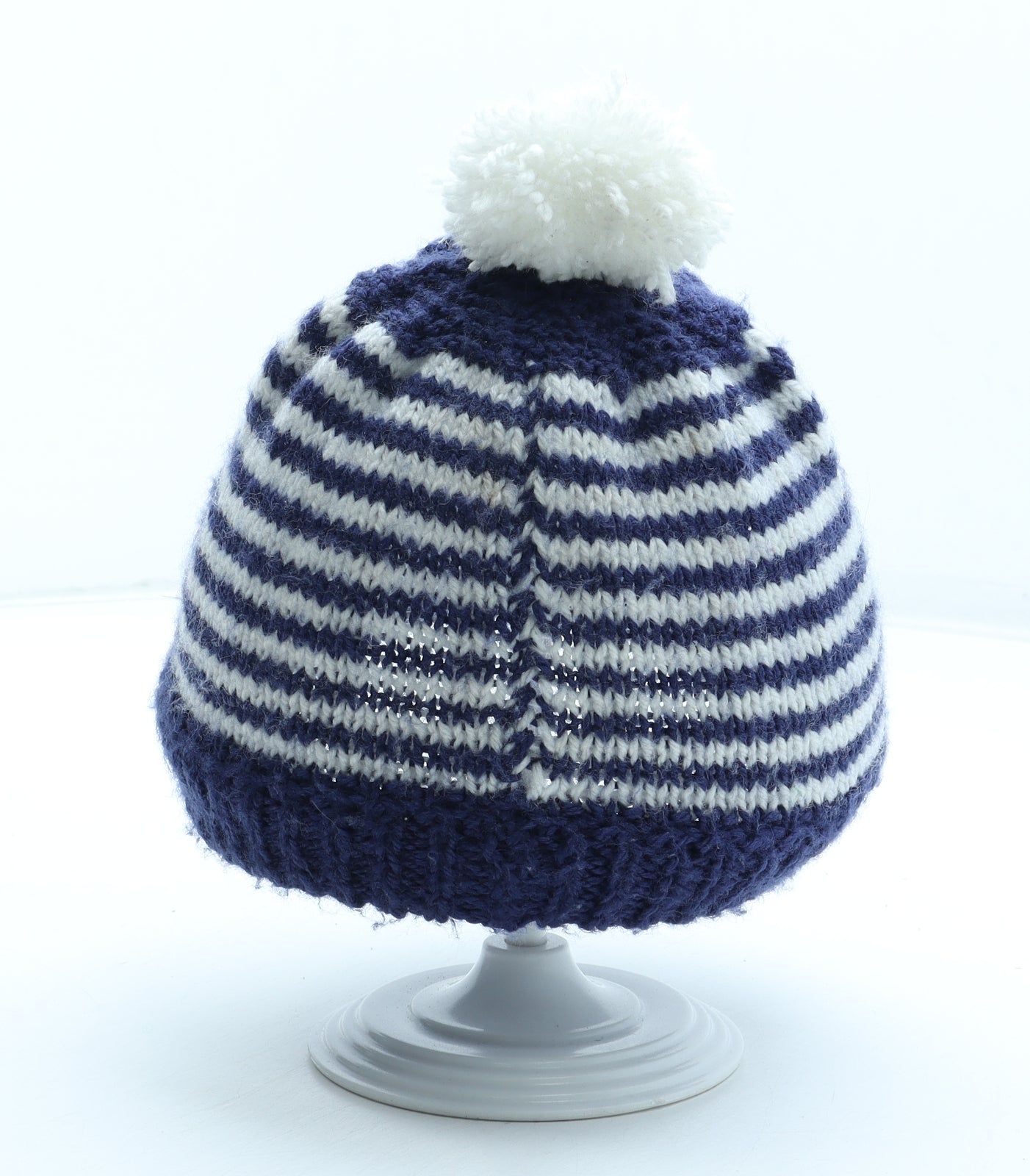 Preworn Boys Blue Striped Acrylic Bobble Hat Size S