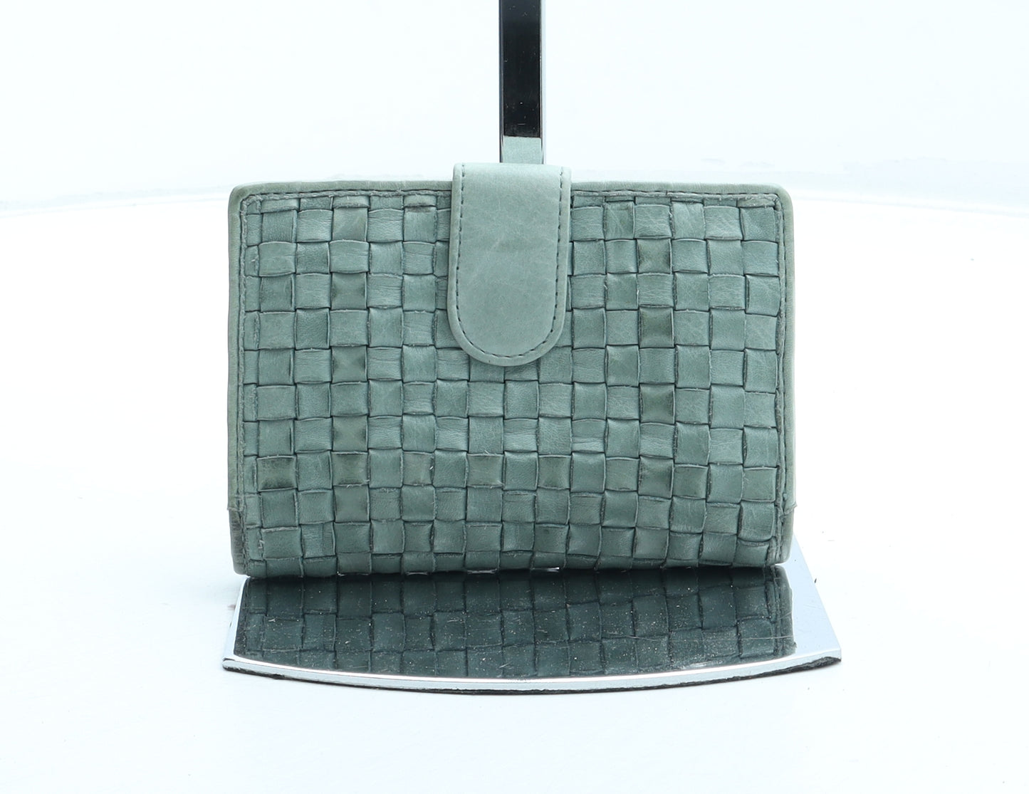 Preworn Womens Green Leather Bow Tie Wallet Size S